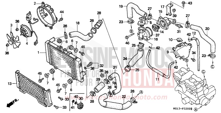 KUEHLER von CB1300 Super Bold'or ABS PEARL SHINING YELLOW (Y124E) von 1994